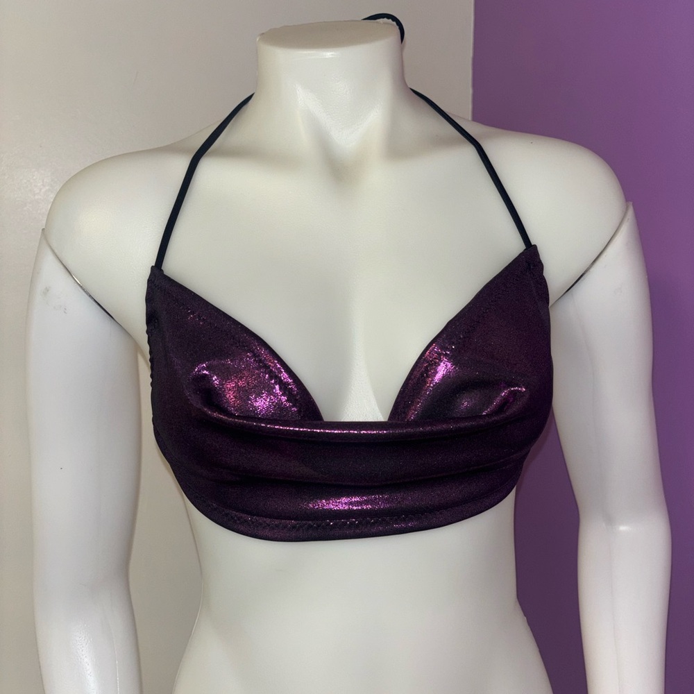 Metallic Purple Backless Halter Top Handmade Rave / Dancewear